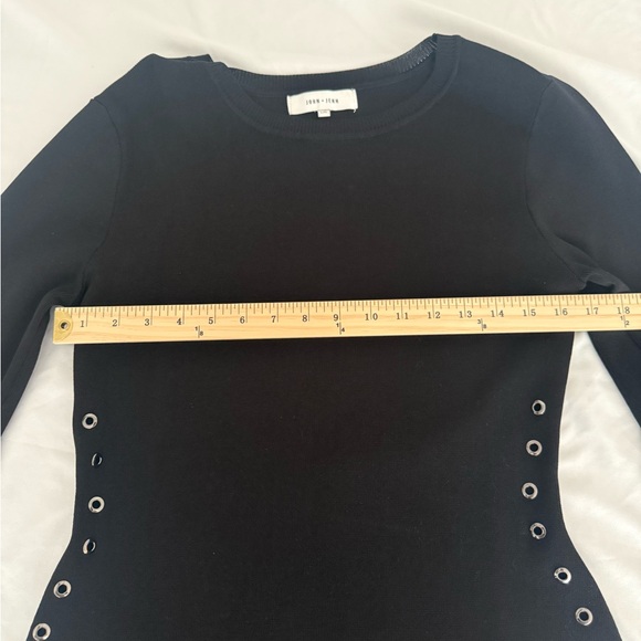 John + Jenn Black Long Sleeve Dress with Silver Grommet Accents - Picture 4 of 10